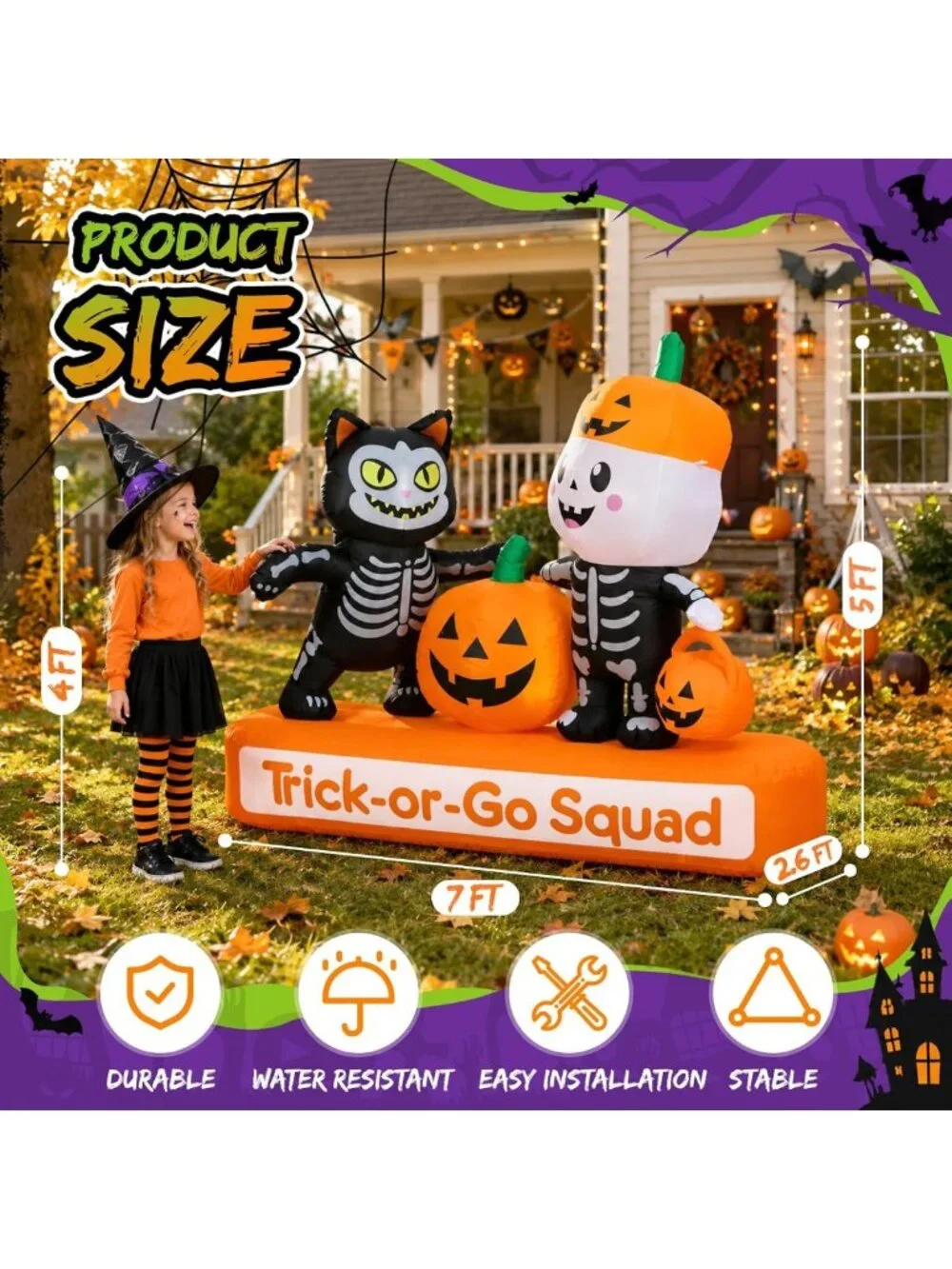 7FT Halloween Inflatable Trick-or-Treat Yard Decor | Spooky Outdoor Decoration